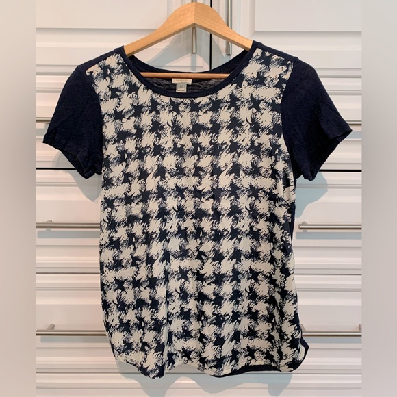 J Crew t-shirt blouse with cotton back Sz XS - Picture 1 of 4